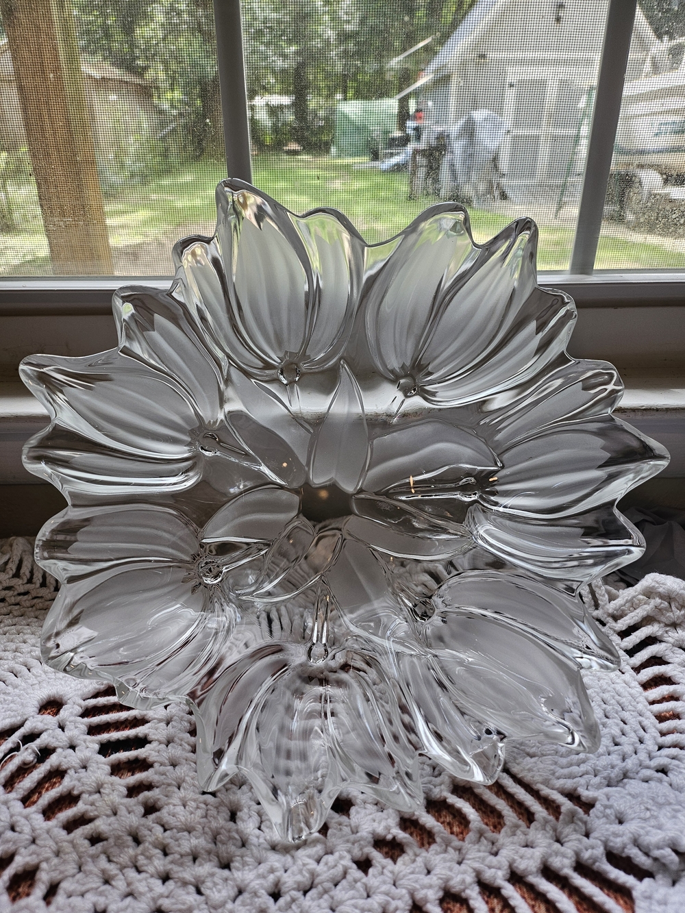 2 Clear Glass Flower Bowl Decorative Centerpiece